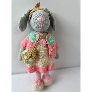 Handmade‎ Bunny, Rabbit in clothes, crocheted by hand.